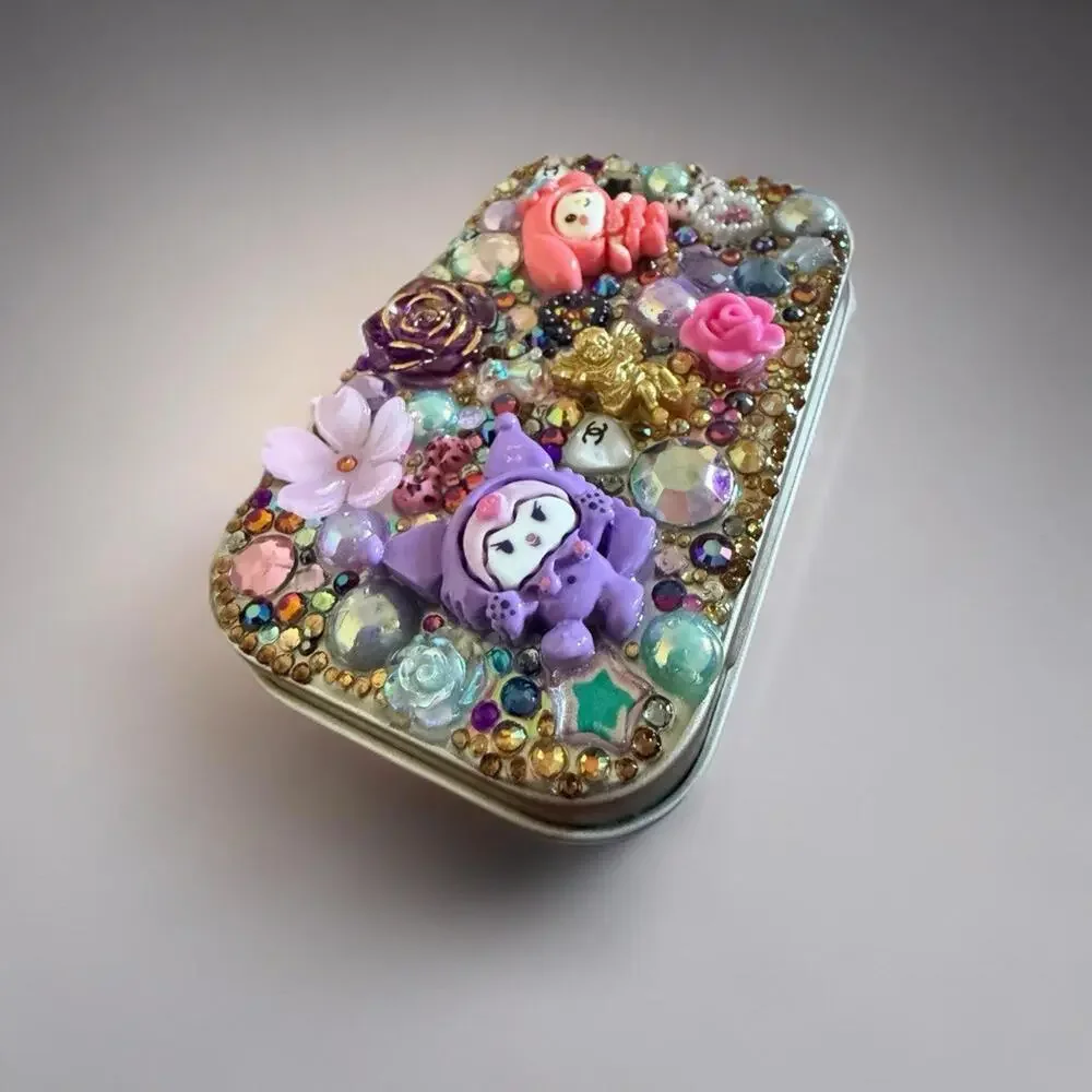 Handmade Tin Pill Box Melody Kuromi Kawaii Decoden Junk Case Style Trinkets